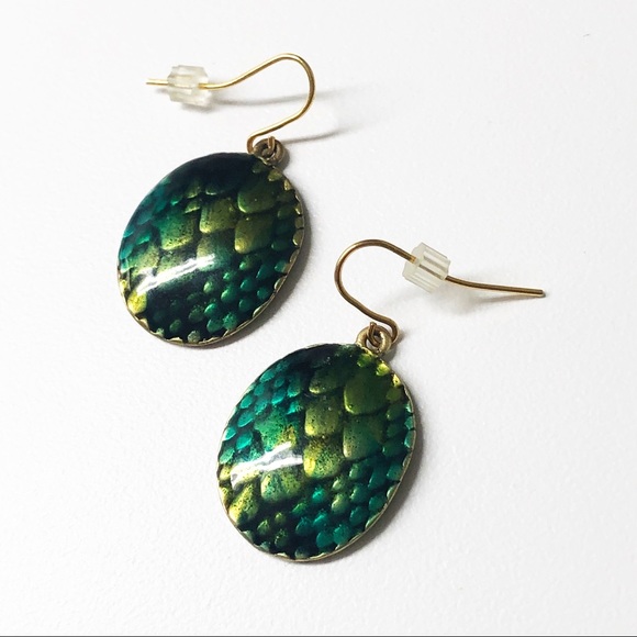Chico’s Enamel Mermaid Snake Dragon Scale Earrings